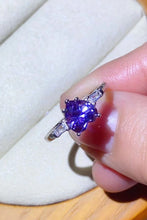 Load image into Gallery viewer, 1 Carat Moissanite Heart-Shaped Platinum-Plated Ring in Purple
