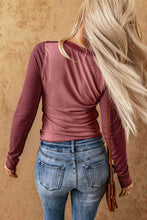 Load image into Gallery viewer, Color Block Exposed Seam Long Sleeve Top