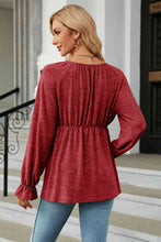 Load image into Gallery viewer, Round Neck Flounce Sleeve Blouse