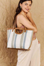 Load image into Gallery viewer, Fame Striped In The Sun Faux Leather Trim Tote Bag
