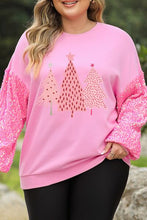 Load image into Gallery viewer, Plus Size Christmas Tree Sequin Round Neck Sweatshirt