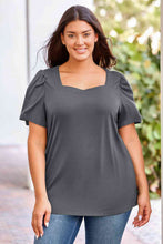 Load image into Gallery viewer, Plus Size Square Neck Puff Sleeve Tee