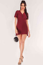 Load image into Gallery viewer, Buttoned Short Sleeve V-Neck Knit Dress