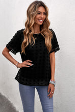Load image into Gallery viewer, Swiss Dot Round Neck Blouse