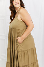 Load image into Gallery viewer, Zenana Full Size Spaghetti Strap Tiered Dress with Pockets in Khaki