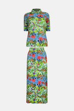 Load image into Gallery viewer, Floral Accordion Pleated Shirt and Midi Skirt Set with Pockets