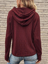 Load image into Gallery viewer, Cable-Knit Drawstring Hooded Knit Top
