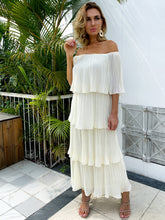 Load image into Gallery viewer, Accordion Pleated Off-Shoulder Layered Dress