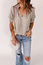 Load image into Gallery viewer, Smocked Frill Trim Flounce Sleeve Blouse