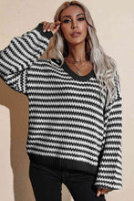 Load image into Gallery viewer, Striped Dropped Shoulder Sweater