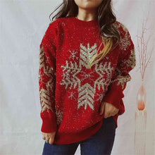 Load image into Gallery viewer, Snowflake Pattern Long Sleeve Sweater