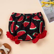 Load image into Gallery viewer, Baby Girl Graphic Ruffle Shoulder Bodysuit and Bloomer Set