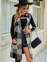 Load image into Gallery viewer, Plaid Lapel Collar Sleeveless Cardigan