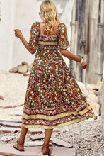 Load image into Gallery viewer, Bohemian Square Neck Short Sleeve Midi Dress