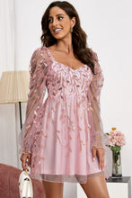 Load image into Gallery viewer, Mesh Zip-Back Flounce Sleeve Dress