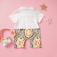 Load image into Gallery viewer, Floral Short Sleeve Collared Jumpsuit