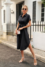Load image into Gallery viewer, Tied Button Up Shirt Dress