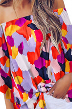 Load image into Gallery viewer, Tied Printed Off-Shoulder Half Sleeve Blouse