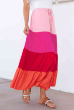 Load image into Gallery viewer, Color Block Tiered Maxi Skirt