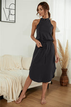 Load image into Gallery viewer, Drawstring Open Back Slit Sleeveless Dress