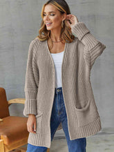 Load image into Gallery viewer, Open Front Long Sleeve Cardigan with Pockets