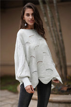 Load image into Gallery viewer, Openwork Boat Neck Sweater with Scalloped Hem
