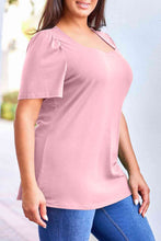 Load image into Gallery viewer, Plus Size Square Neck Puff Sleeve Tee