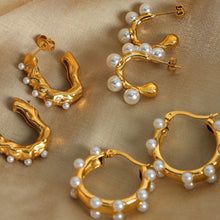 Load image into Gallery viewer, Synthetic Pearl 18K Gold-Plated Earrings