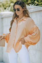 Load image into Gallery viewer, Button Front Bubble Sleeve Frill Trim Blouse
