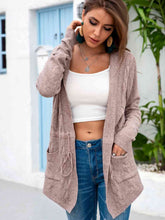 Load image into Gallery viewer, Cable-Knit Drawstring Hooded Cardigan