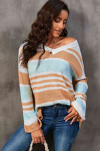 Load image into Gallery viewer, Striped V-Neck Knit Top