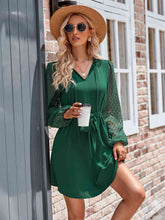 Load image into Gallery viewer, Tied Swiss Dot Long Sleeve Mini Dress