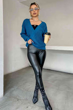 Load image into Gallery viewer, Double Take Surplice Neck Dropped Shoulder Sweater