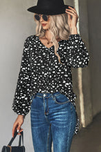 Load image into Gallery viewer, Animal Print V-Neck High-Low Blouse