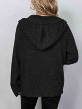 Load image into Gallery viewer, Button Up Drawstring Long Sleeve Hooded Cardigan
