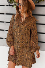 Load image into Gallery viewer, Printed Balloon Sleeve Ruffle Hem Dress