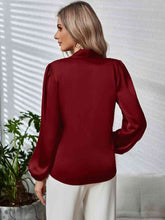 Load image into Gallery viewer, Tie Neck Long Puff Sleeve Blouse