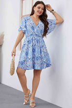 Load image into Gallery viewer, Plus Size Surplice Neck Flutter Sleeve Dress