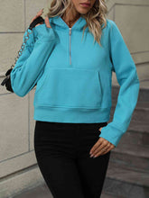 Load image into Gallery viewer, Zip-Up Raglan Sleeve Hoodie with Pocket