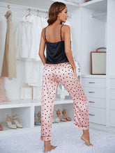 Load image into Gallery viewer, Lace Trim Cami and Polka Dot Satin Pajama Set