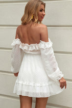 Load image into Gallery viewer, Swiss Dot Off-Shoulder Frill Trim A-Line Dress