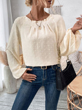 Load image into Gallery viewer, Ruched Swiss Dot Long Sleeve T-Shirt