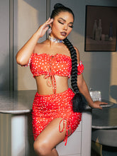 Load image into Gallery viewer, Polka Dot Cropped Top and Mini Skirt Set