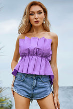 Load image into Gallery viewer, Pleated High-Low Strapless Top