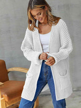 Load image into Gallery viewer, Open Front Long Sleeve Cardigan with Pockets