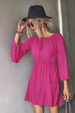 Load image into Gallery viewer, Tie Neck Flare Sleeve Mini Dress