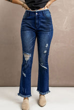 Load image into Gallery viewer, High Waist Distressed Raw Hem Jeans