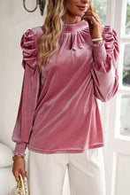 Load image into Gallery viewer, Mock Neck Puff Sleeve Blouse