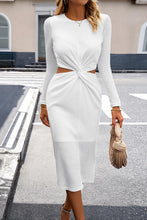 Load image into Gallery viewer, Waffle-Knit Twisted Cutout Long Sleeve Dress