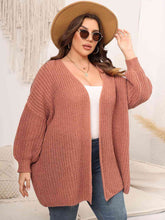 Load image into Gallery viewer, Plus Size Open Front Dropped Shoulder Knit Cardigan